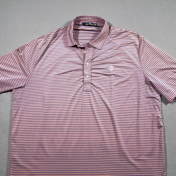 Ralph Lauren RLX Polo Shirt Mens XL Blue Orange Striped Performance Short Sleeve - Picture 2 of 10
